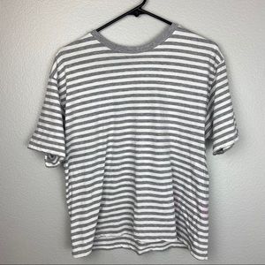 Brandy Melville Grey White Striped Tee ONE SIZE